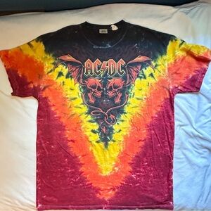 VINTAGE Liquid Blue T-Shirt Men XXL AC DC Sympathy For The Devil Tie Dye 90s Y2K